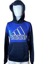 Adidas Boys Size XL 18/20 Royal Blue Youth Fleece Hoodie Pull Over Athleisure