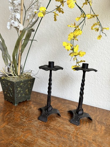 MID-CENTURY BRUTALIST CANDLE HOLDER HANDMADE WROUGHT IRON 1960S MODERN DESIGN - Picture 3 of 14