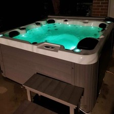 Hot Tub Spa Steps 2 Tier-Wooden-Grey H15-Trident Palma Happy Refresh V2-RRP £99