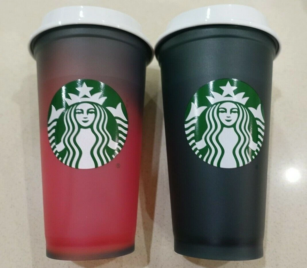 2 x STARBUCKS Colour Changing Reusable Keep Cups NEW UK CHRISTMAS