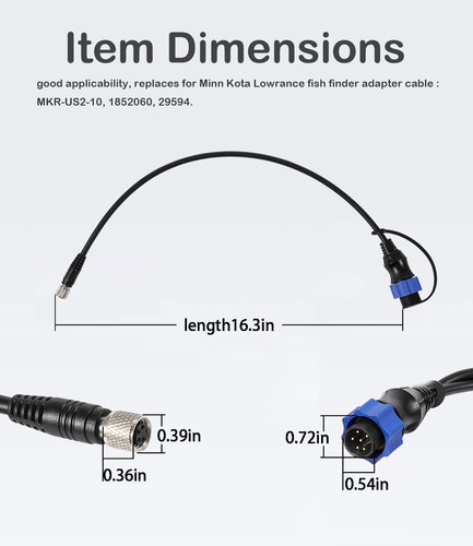 MKR-US2-10 Sonar 2 Adaptor Cable For Lowrance Fish Finder, Replaces for 1852060 - Picture 7 of 12