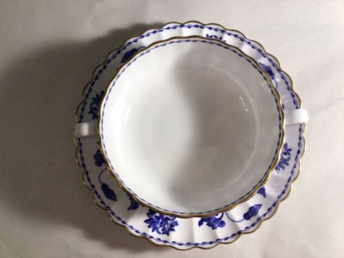Tazón de sopa crema con mango de coronel azul Copeland Spode con platillo inferior 395839 - Imagen 2 de 5