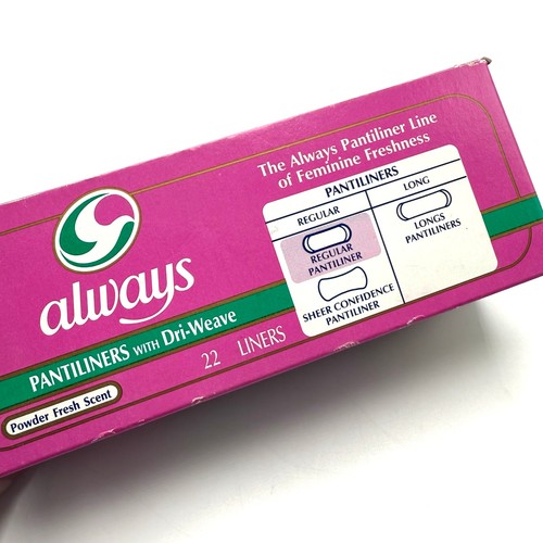Vintage 90s Always Pantiliners Powder Scented 22ct Pink Box Pads New Prop 1991 - Bild 7 von 7