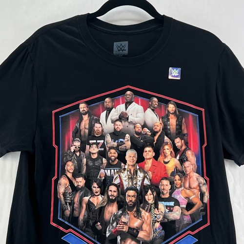 Camiseta gráfica WWE I Was There France 2024 Tour para hombre M cuello redondo suéter negra - Imagen 3 de 10