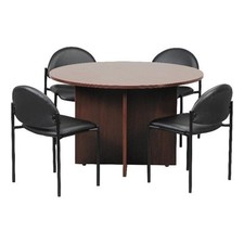 Boss Office Products 47"W Conference Table with 4 Stacking Chairs in Mahogany