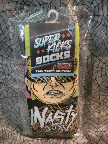 WRESTLING CRATE SUPER KICKS SOCKS Lot x7 Demolition Road Warriors Nasty Boys Wwf - Picture 4 of 15