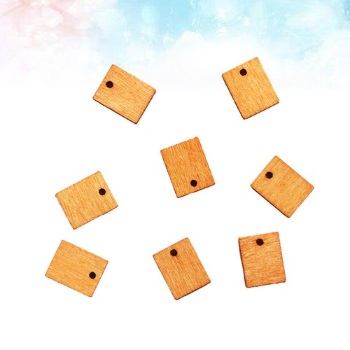 20 Pcs Khaki Wooden Rectangular Earrings Pendant Necklace Natrual Long Pendant - Picture 5 of 12