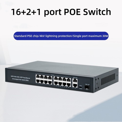 16+2+1 Port POE Switch 10/100Mbps IEEE802.3af/at AC100-240V Network Device Part - Photo 4/19