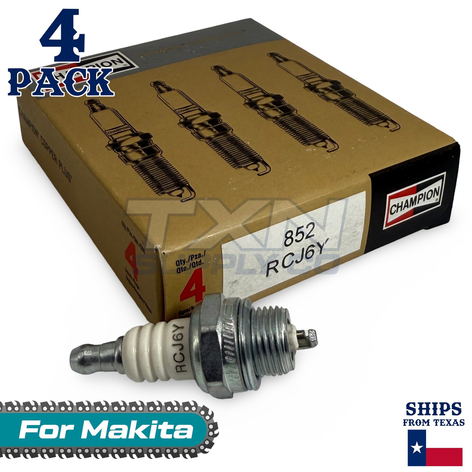 10 Pack Champion Spark Plug - For DCS-520i Makita Chainsaw