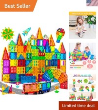 120Pcs Magnetic Tiles Magnetic 3D Building Blocks Set Educational Constructio...