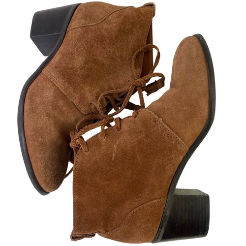 Nurture Women Moseley Brown Suede Leather 2" Heel Ankle Boots Made In Brazil S 7 - Picture 6 of 11