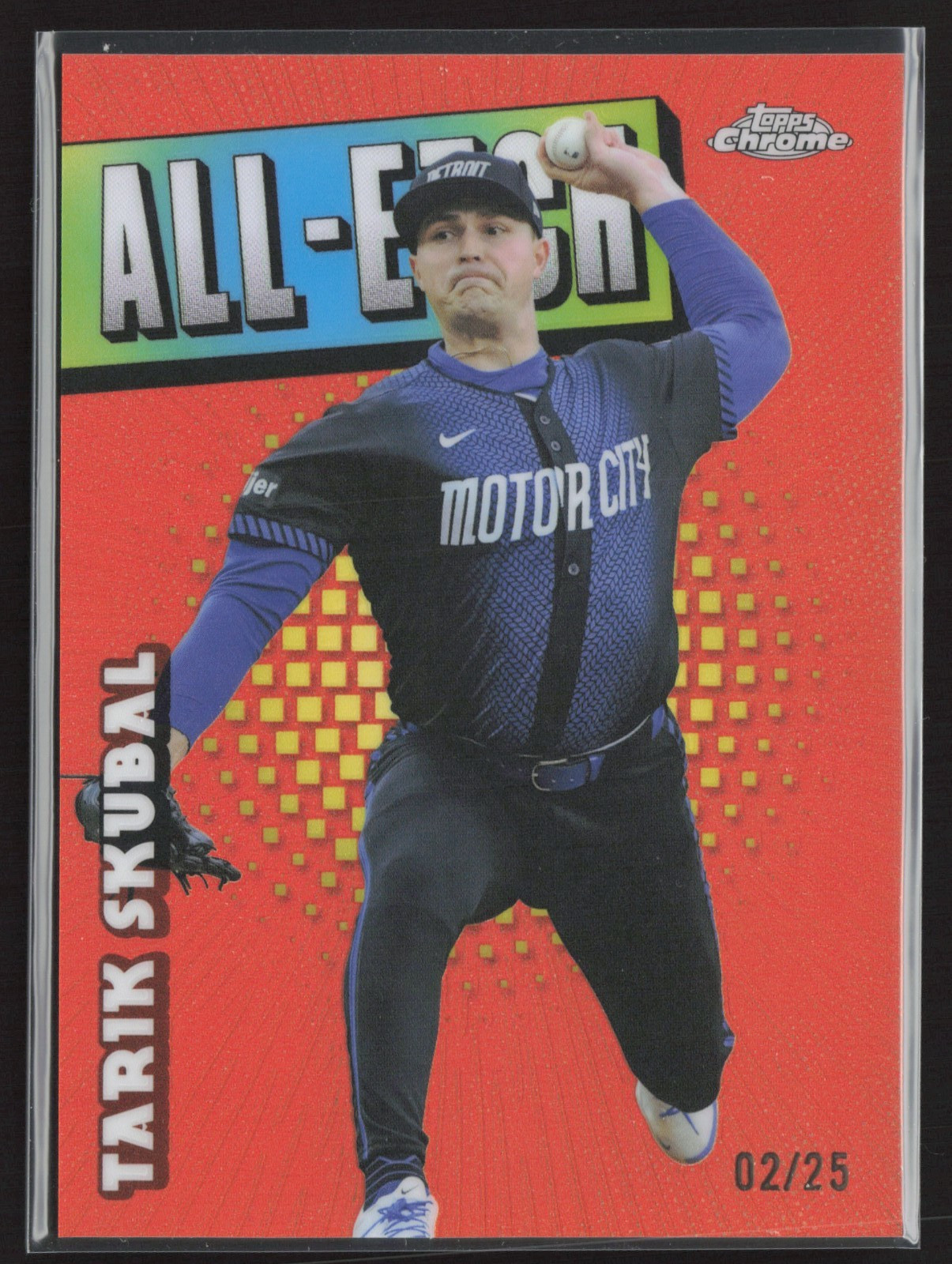 2025 TOPPS CHROME TARIK SKUBAL ORANGE REFRACTOR ALL ETCH #D 02/25 TIGERS STAR
