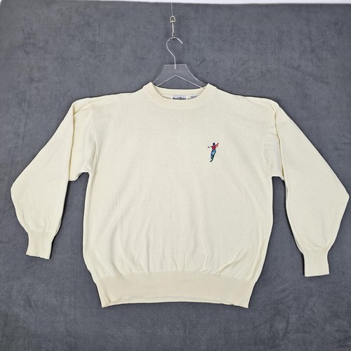 Vintage North Wales Sportswear Sweater Mens Large Cream Golf Knit Pullover - Picture 1 of 16