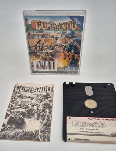 COMMANDO (1988) ELITE ★ AMSTRAD CPC 664 6128 ★ Komplett ★ Diskette OK ✅