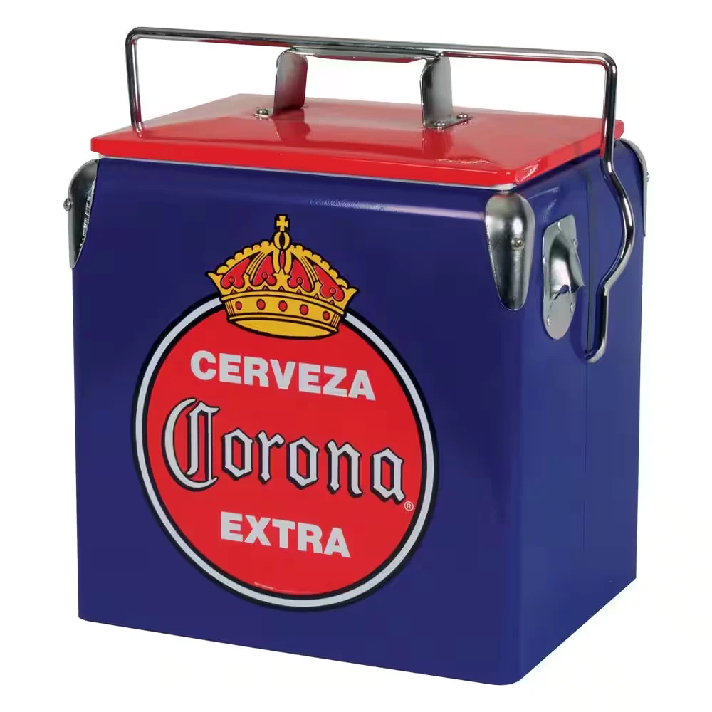 Retroice Chest Beverage Cooler with Bottle Opener 13L (14 Qt.) 18 Can, Blue and