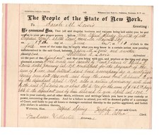 1895 - New York State Court Subpoena Appear Before Alfred Spring Judge - XL3J