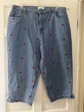 C J Banks Cropped Jeans With Strawberries Size 20