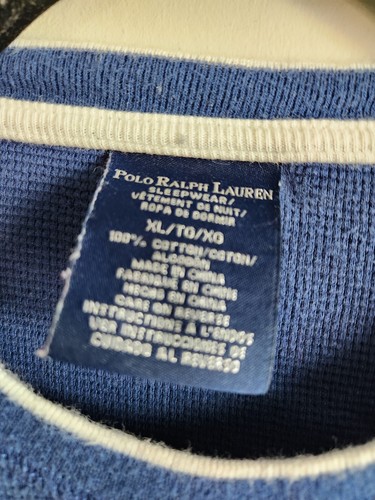 Polo Ralph Lauren Long Sleeve mens XL Blue Thermal Waffle Knit Shirt White Pony - Picture 3 of 5