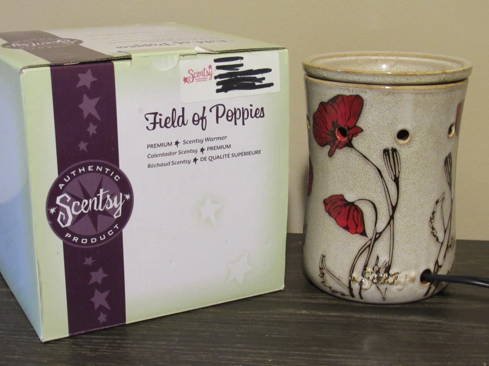 Calentador de cera para velas SCENTSY Campos de amapolas tamaño completo rojo amapola Foto 4 de 4