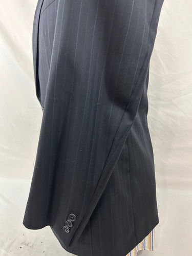 Traje Chester Barrie Savile Row Para Hombres Rayas Negras 100% Lana Plisado Frontal Talla 38R - Imagen 19 de 21