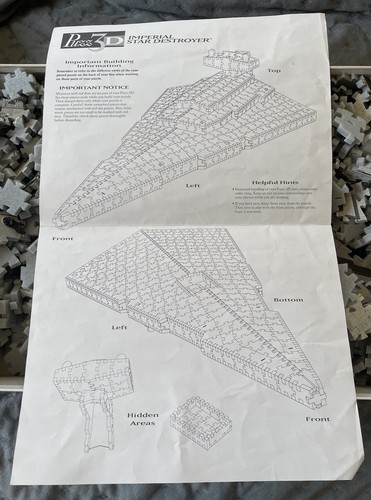 Vintage 1996 Star Wars Puzz 3D Imperial Star Destroyer Opened - Picture 16 of 16