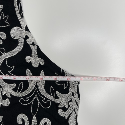 Alfani Black Sleeveless Dress Silver Embroidered Overlay Lined Size L Party Even - Picture 3 of 6