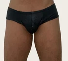 Men's Black Bikini Briefs Leather Faux Underwear Thong Big Pouch Cheeky Trunks