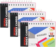 3 Pack Spiral Bound Colored Index Card Books 3x5 Inch Ruled Perforated 50 Count