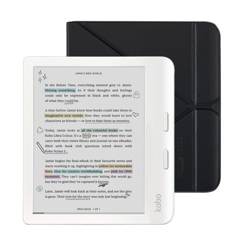 Kobo Libra Colour White eReader with Case Bundle NEW RETAIL - Picture 1 of 8