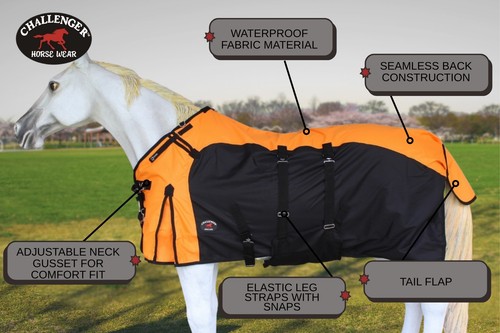 72"  1200D Turnout Waterproof Fleece Lined Medium Winter Blanket Sheet 382LG - Picture 4 of 8