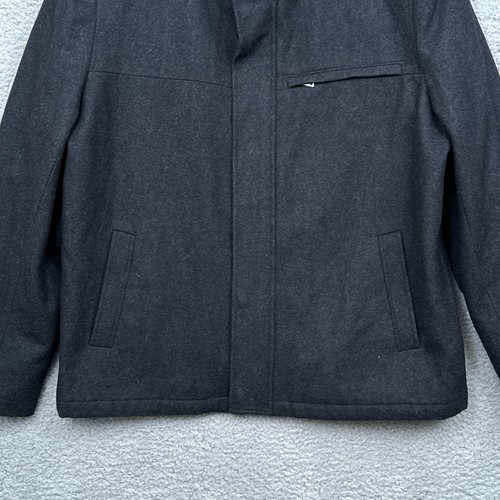 IZOD Men's XL Gray Flannel Winter Coat Bomber Jacket Quilted Lined Inside Pocket - Picture 3 of 20