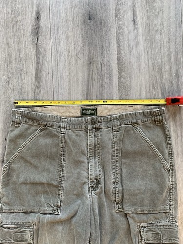 Vintage 90s Eddie Bauer Army Green Corduroy Baggy Cargo Pants Size 40 - Picture 6 of 8