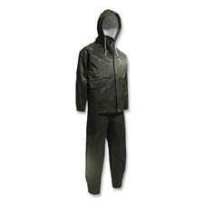 Webtex 3-Pc Rain Suit with Hooded Jacket/Bib Overalls, 0.65 mm Thick,