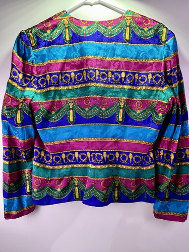 Blusa de seda vintage Adrianna Papell multicolor para mujer talla 8P ~ hermosa de colección - Imagen 4 de 6