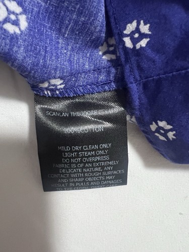 Scanlan Theodore Bandana Shirred Cotton Mini Dress Blue Size 8 US 4 - Picture 6 of 8
