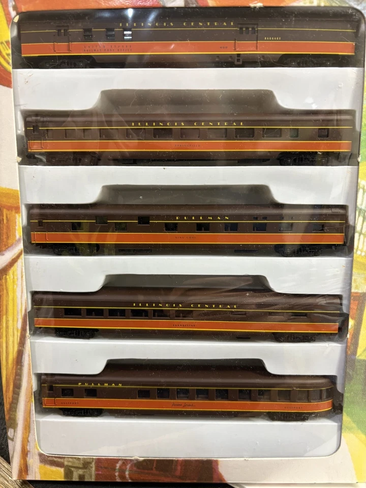 Con-Cor N Scale 0001-004024 Illinois Central 5 Car Smoothside Passenger Set NOS - Image 2 of 2