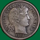1912 Barber Dime Extremely Fine XF Coin #35986