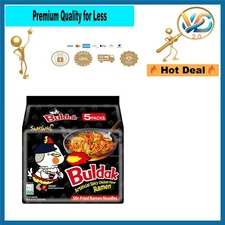 Buldak Hot Spicy Chicken Ramen Noodles Pack of 5 – Korean Stir-Fried,  Flavor...