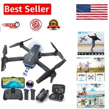 Beginner's 1080P Foldable Drone with Voice Control and 360° Flips - Grey/Blue