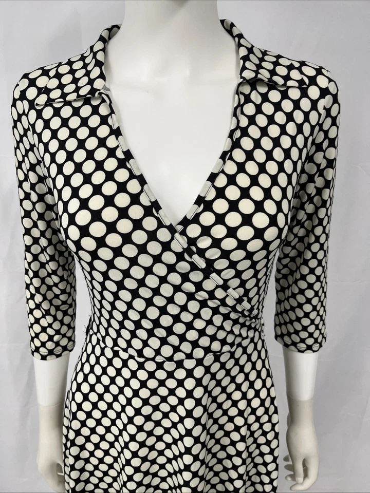 Vestido ajustado elástico a lunares retro Y2K La Belle Mod para mujer pequeño negro Foto 2 de 4