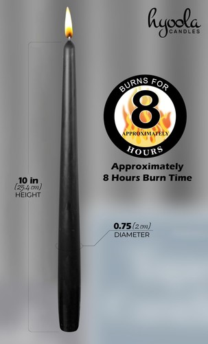12er Pack große Spitzkerzen - 10 Zoll schwarz tropffrei, unparfümierte Tafelkerze - - Bild 4 von 8