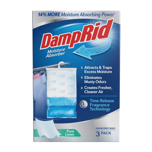 DampRid Moisture Absorber Pure Linen Hanging 16 oz 3-Pack - 第 1/8 張圖片