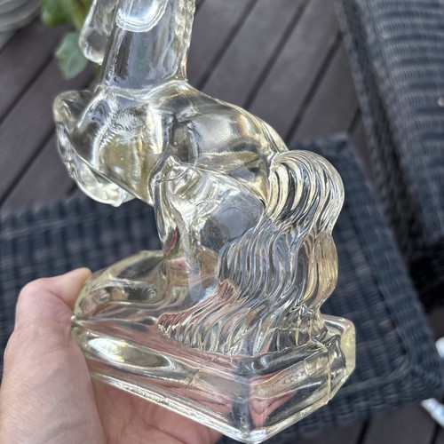 Glass Horse Bookend Clear Figurine Rearing H7.75" Thick Bubbles Vintage EUC - Picture 7 of 10