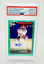 Xavier Worthy 2024 Topps Chrome Rookie Auto Aqua Sonar PSA 10 10 /99 KC Chiefs 