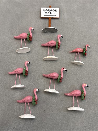department 56 Pink Flamingo Bird Accessories Lot Garage Sale Sign Dept D56 - Picture 7 of 9