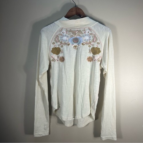 Top Free People Disco Rosa Crema Floral Bordado Cuello Simulado Talla Grande - Imagen 7 de 7