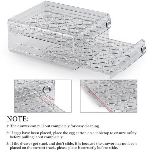 60 Eggs Organizer for Refrigerator Large Holder for Fridge Clear Container - Picture 5 of 6