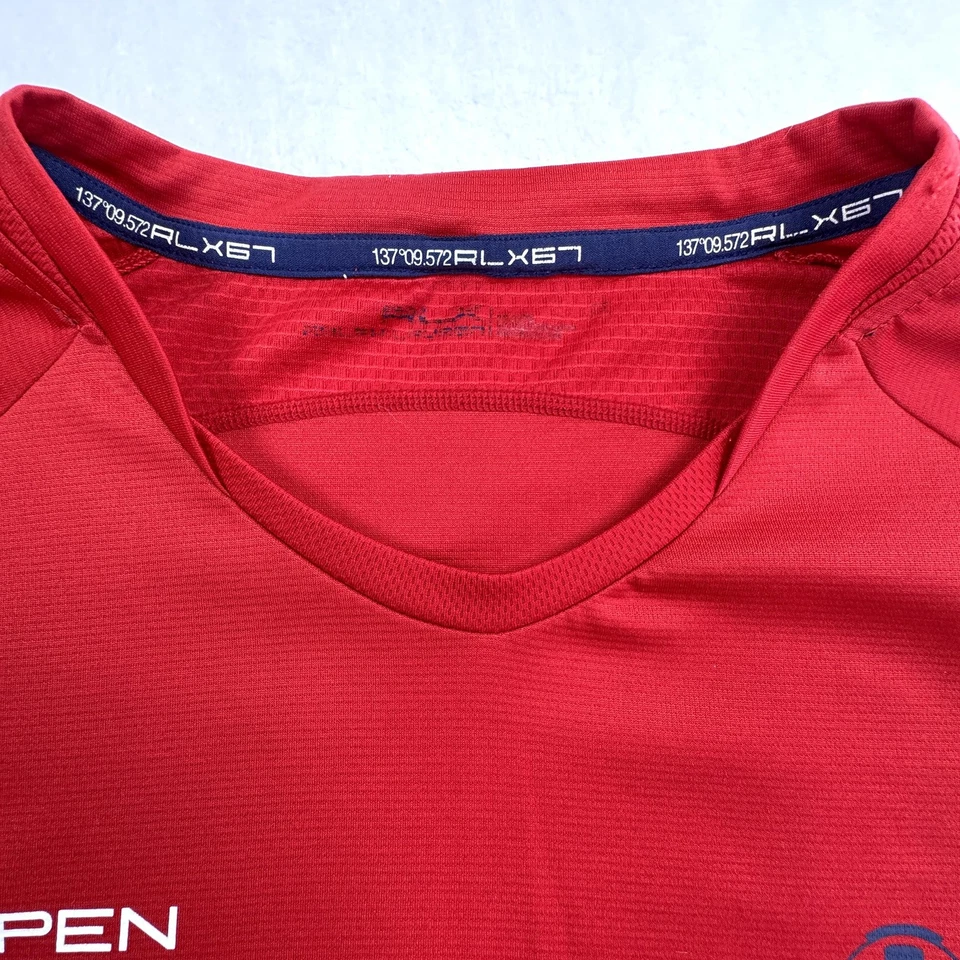 Camisa RLX Ralph Lauren Para Hombre Grande Roja US Open 2013 Tenis Rendimiento Atlético Foto 4 de 4