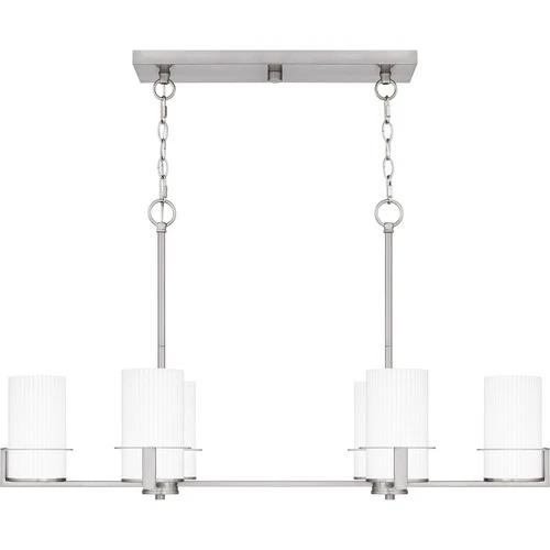 Brushed Nickel Six Light Linear Chandelier from the Seymour Collection - Picture 3 of 7