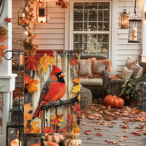 Herbst Garten Flagge Kardinal rot Ahornblatt Gartenfahnen doppelseitig klein Sackleinen - Bild 8 von 9